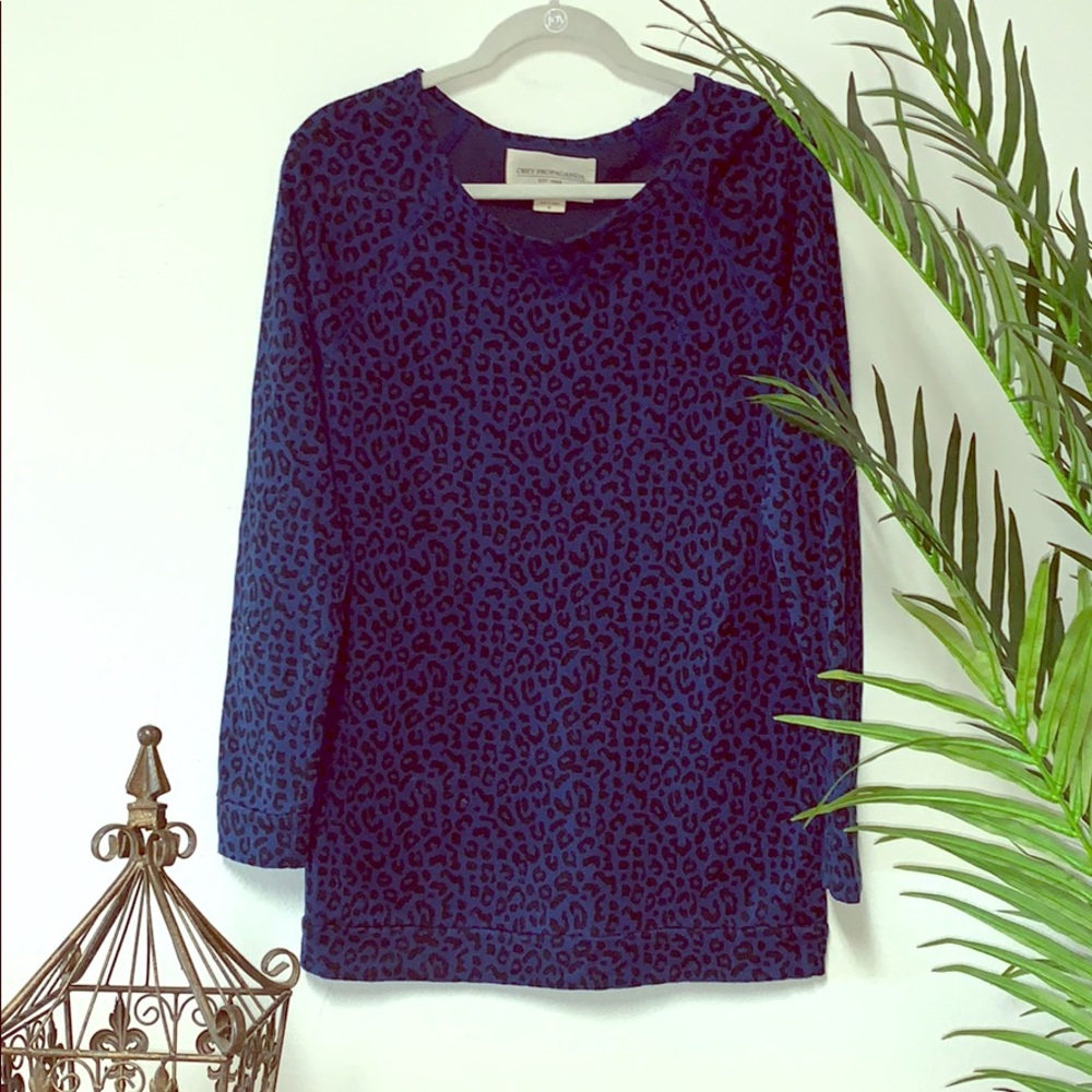 Obey Blue Leopard Long Sleeve Top